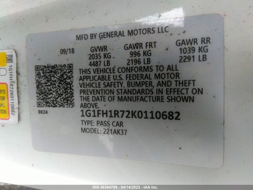 2019 CHEVROLET CAMARO 2SS - 1G1FH1R72K0110682