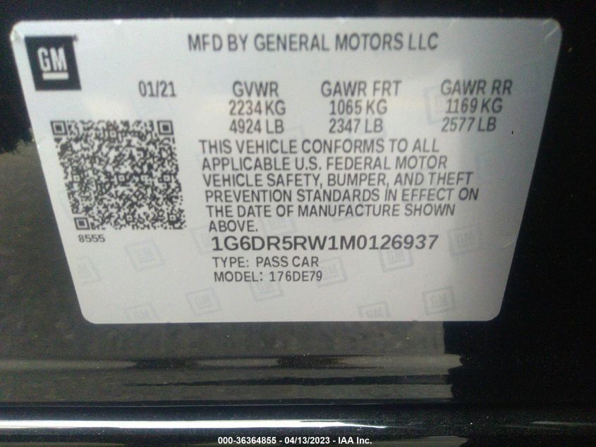 2021 CADILLAC CT5 V-SERIES - 1G6DR5RW1M0126937
