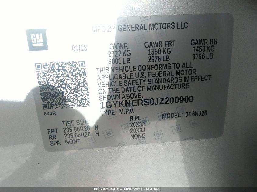 2018 CADILLAC XT5 PREMIUM LUXURY FWD - 1GYKNERS0JZ200900