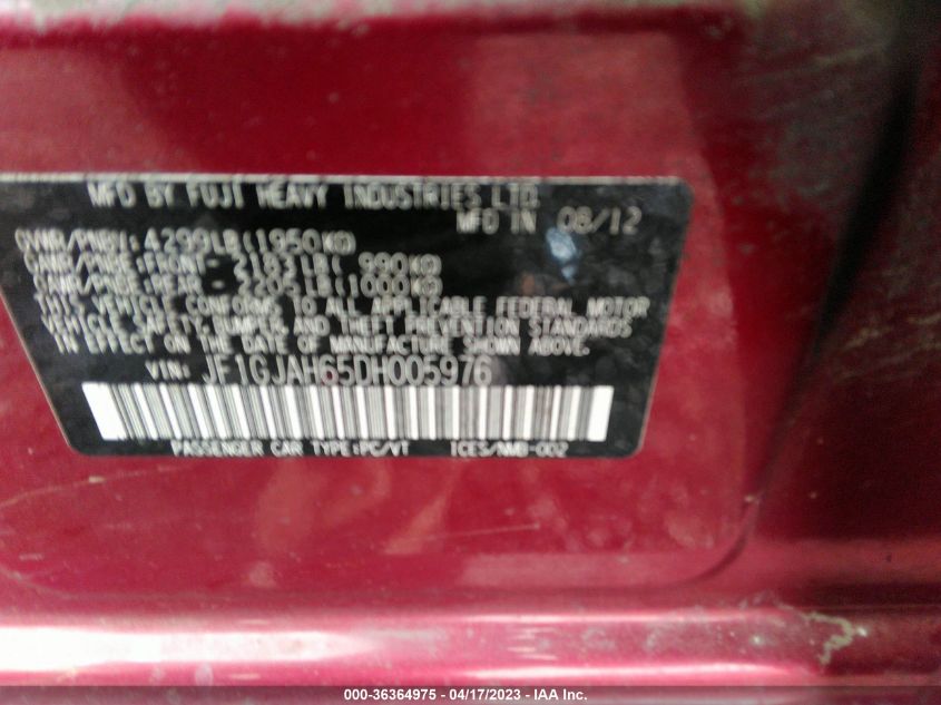 2013 SUBARU IMPREZA SEDAN LIMITED - JF1GJAH65DH005976
