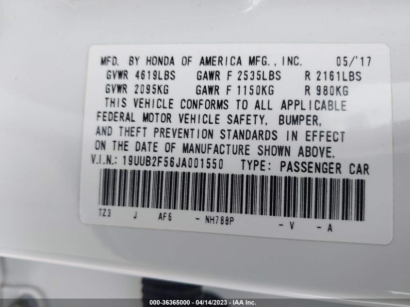 2018 ACURA TLX W/TECHNOLOGY PKG - 19UUB2F56JA001550