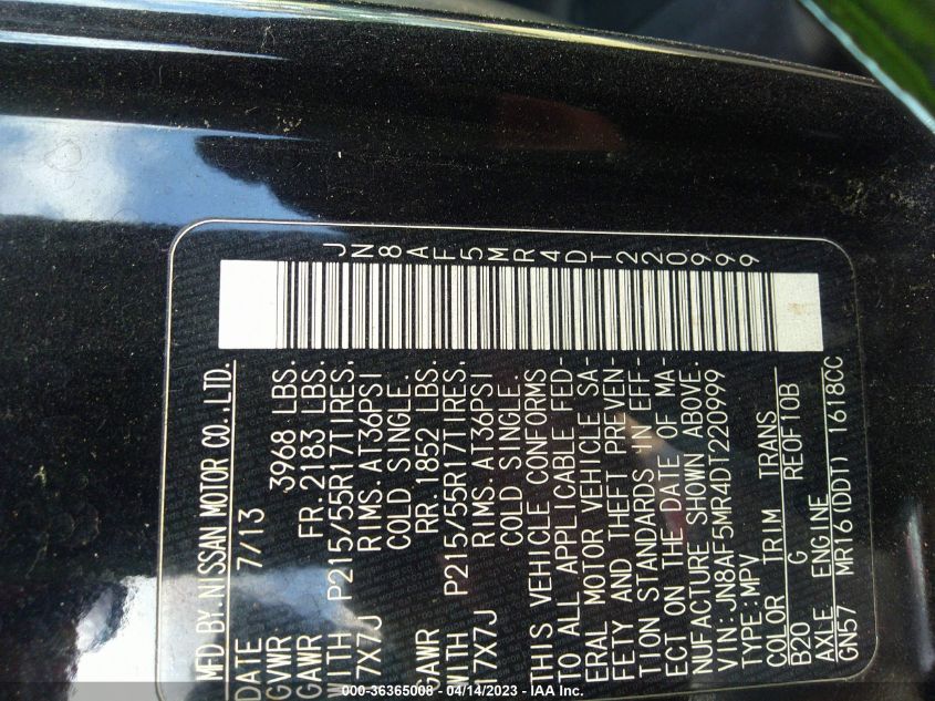 2013 NISSAN JUKE SV - JN8AF5MR4DT220999