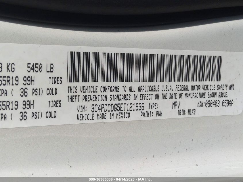 2014 DODGE JOURNEY LIMITED - 3C4PDCDG5ET121936