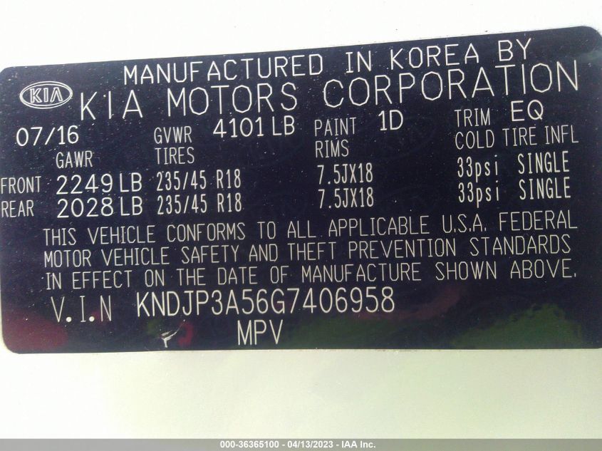 2016 KIA SOUL + - KNDJP3A56G7406958