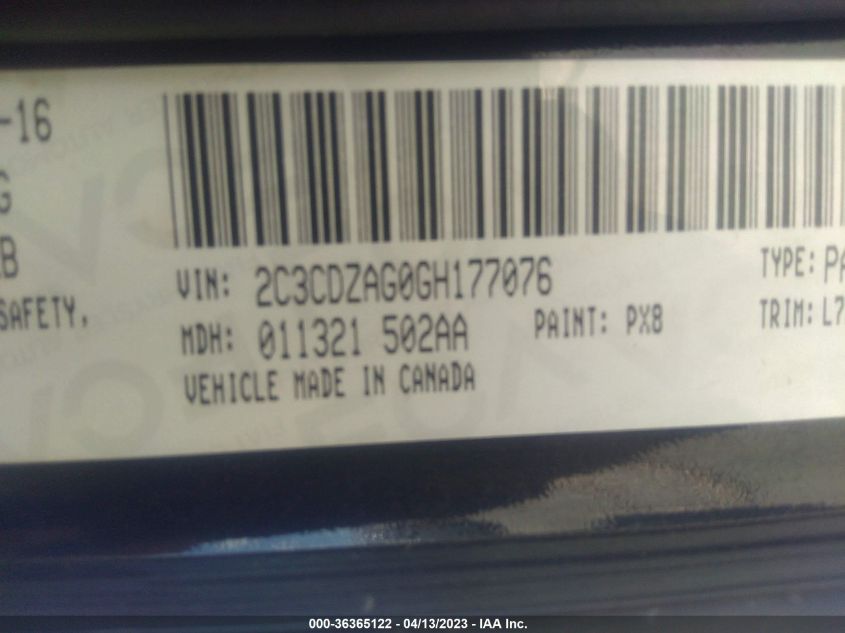 2016 DODGE CHALLENGER SXT - 2C3CDZAG0GH177076