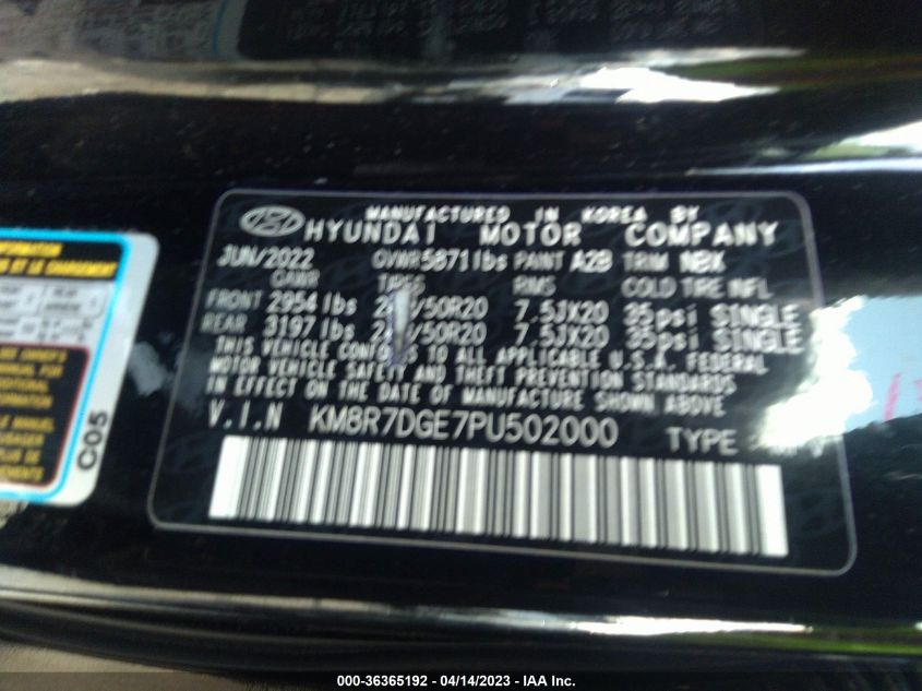 2023 HYUNDAI PALISADE CALLIGRAPHY KM8R7DGE7PU502000