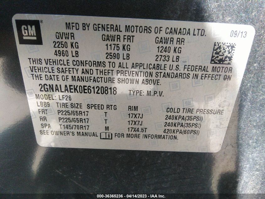 2014 CHEVROLET EQUINOX LS - 2GNALAEK0E6120818