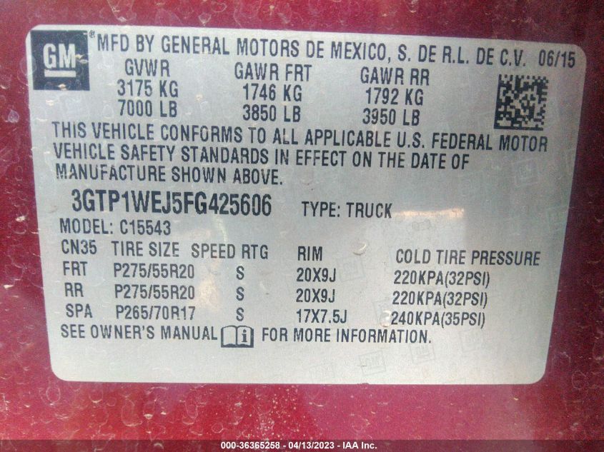 2015 GMC SIERRA 1500 DENALI - 3GTP1WEJ5FG425606