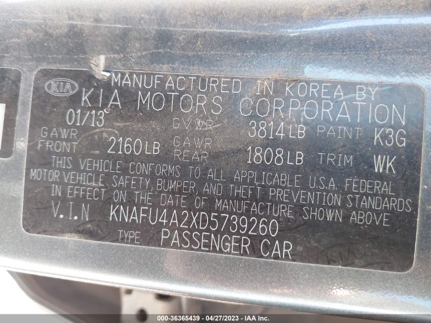 2013 KIA FORTE EX - KNAFU4A2XD5739260