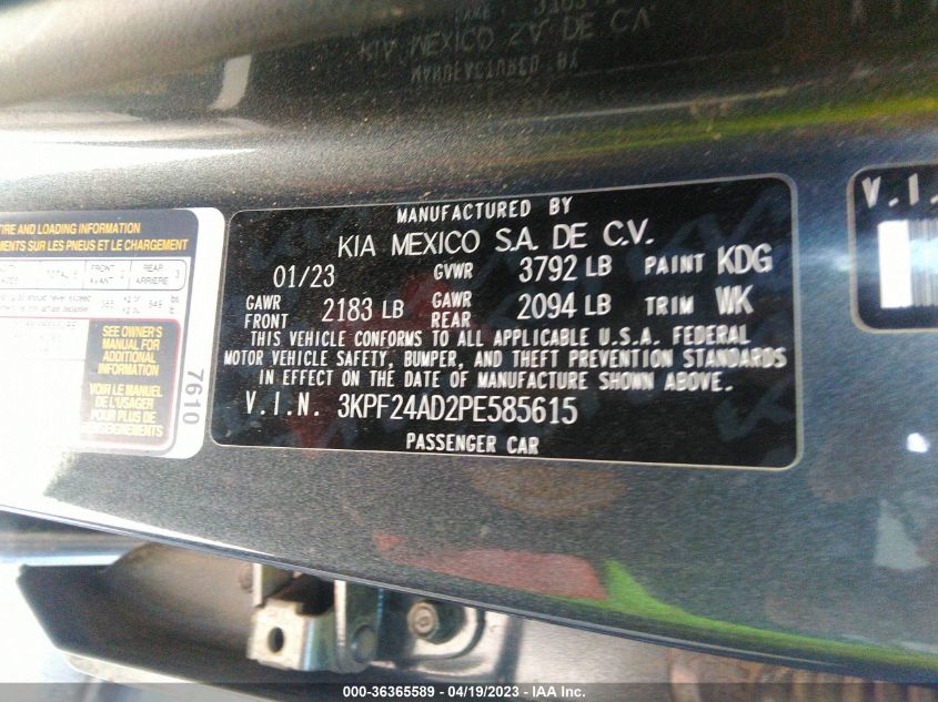 2023 KIA FORTE LXS - 3KPF24AD2PE585615