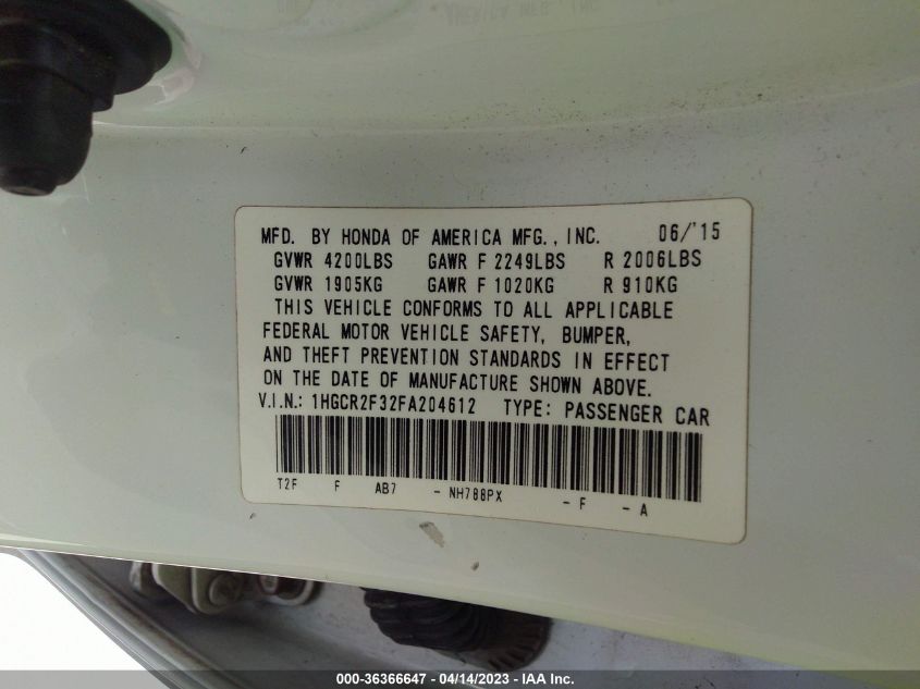 2015 HONDA ACCORD SEDAN LX - 1HGCR2F32FA204612