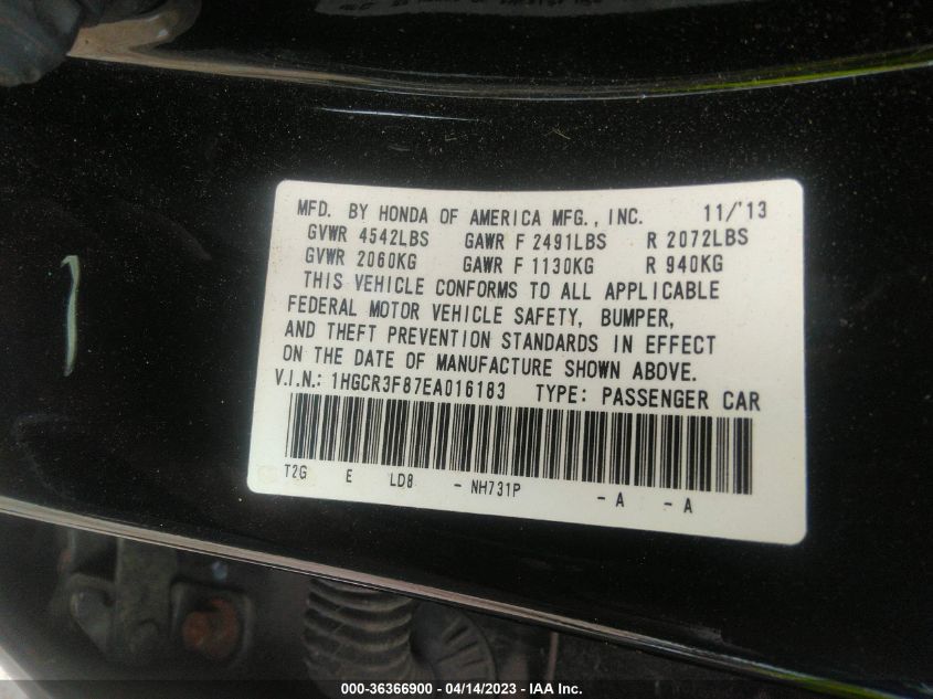 2014 HONDA ACCORD SEDAN EX-L - 1HGCR3F87EA016183