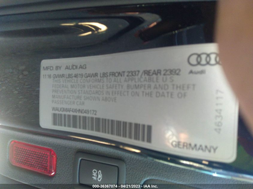 2017 AUDI A4 ULTRA PREMIUM - WAUGMAF4XHN049172