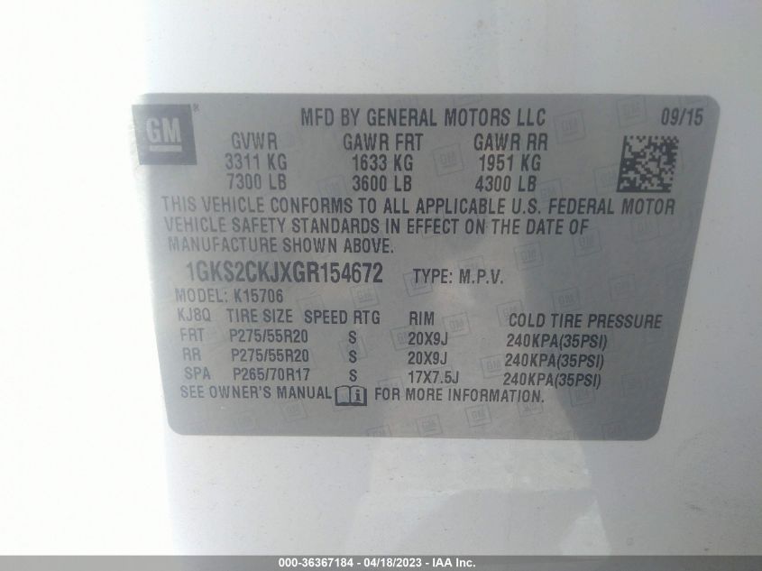 2016 GMC YUKON DENALI - 1GKS2CKJXGR154672