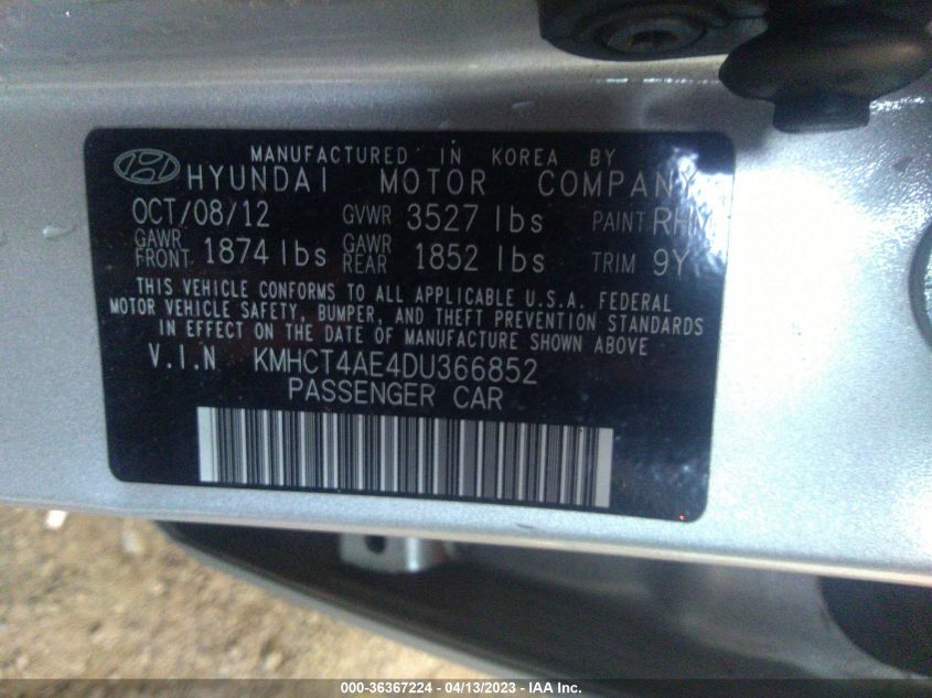 2013 HYUNDAI ACCENT GLS - KMHCT4AE4DU366852