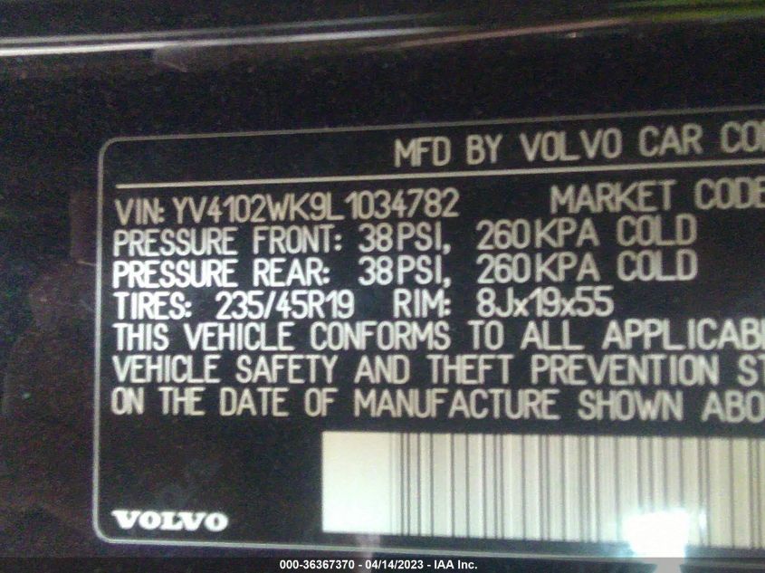 2020 VOLVO V60 CROSS COUNTRY - YV4102WK9L1034782