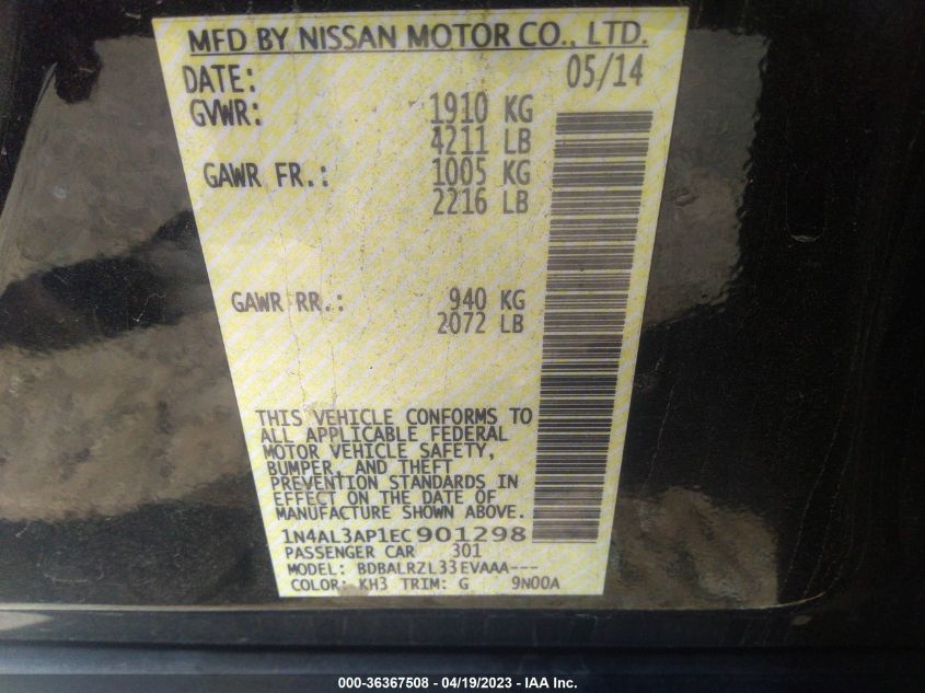 2014 NISSAN ALTIMA 2.5 S - 1N4AL3AP1EC901298