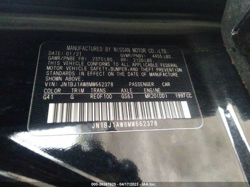 2021 NISSAN ROGUE SPORT S - JN1BJ1AW8MW662378