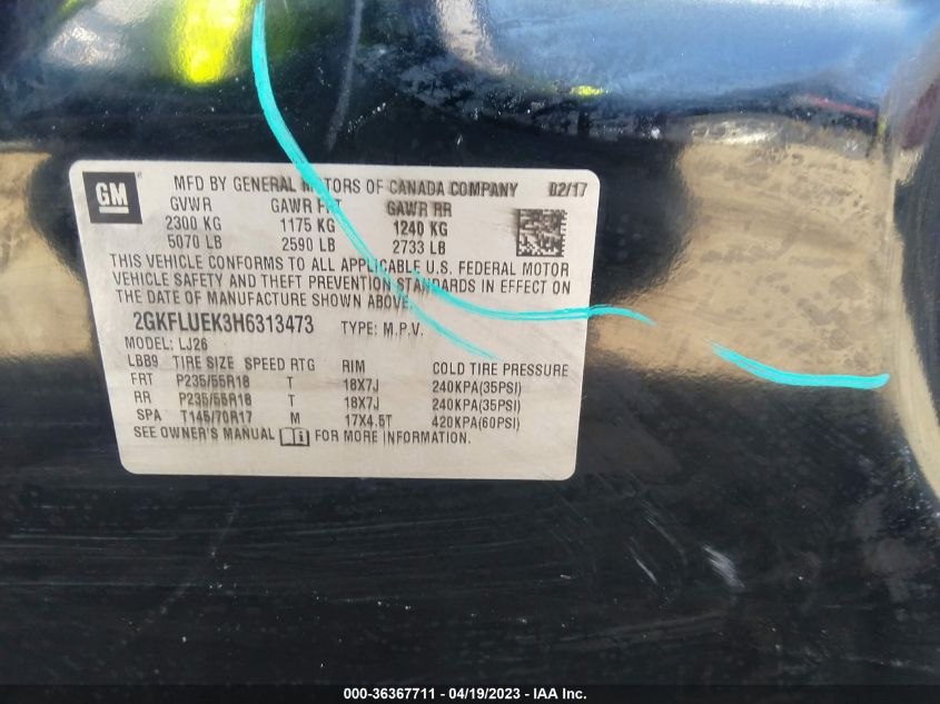 2017 GMC TERRAIN SLT - 2GKFLUEK3H6313473