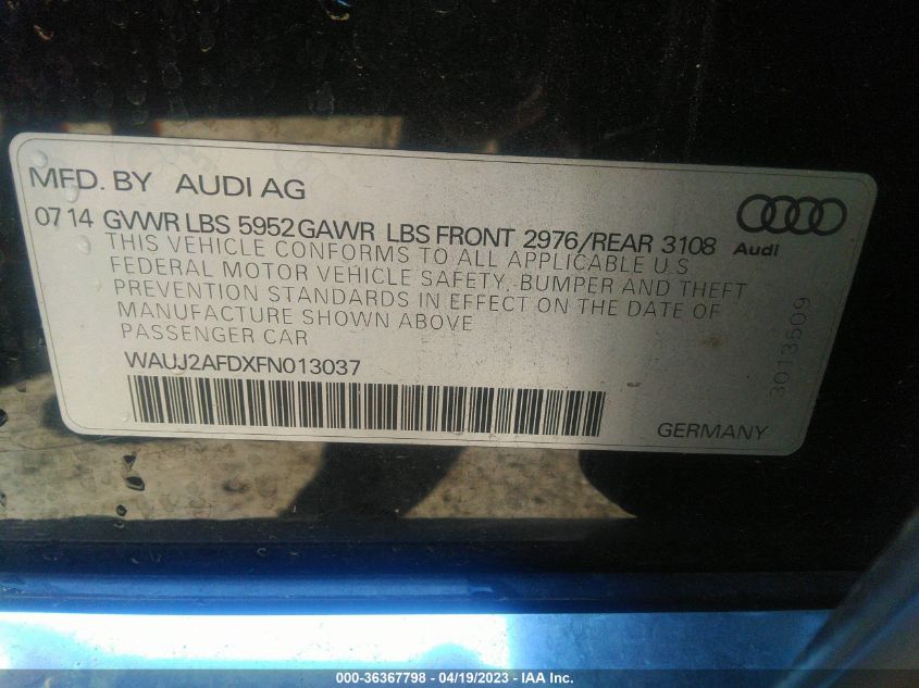 2015 AUDI A8 4.0T - WAUJ2AFDXFN013037
