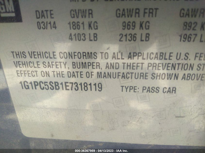 2014 CHEVROLET CRUZE 1LT - 1G1PC5SB1E7318119