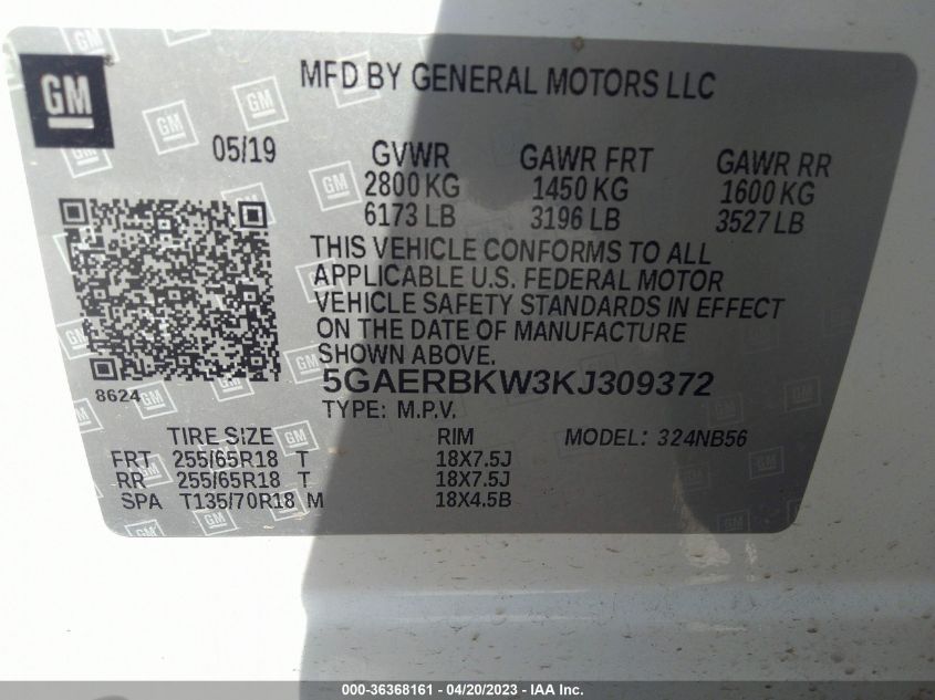 2019 BUICK ENCLAVE ESSENCE - 5GAERBKW3KJ309372