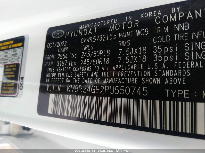 2023 HYUNDAI PALISADE SEL - KM8R24GE2PU550745