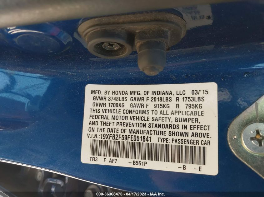 2015 HONDA CIVIC SEDAN LX - 19XFB2F59FE051841
