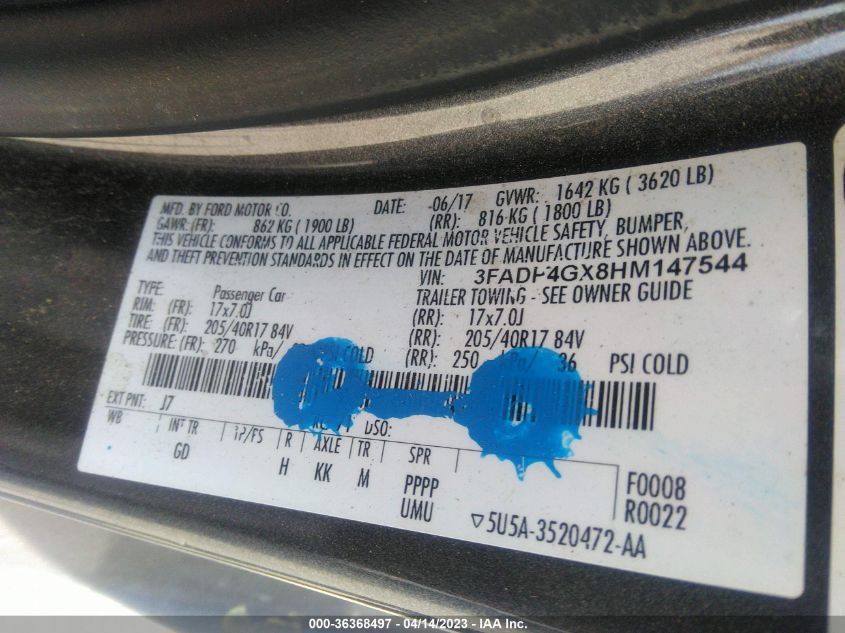 2017 FORD FIESTA ST - 3FADP4GX8HM147544