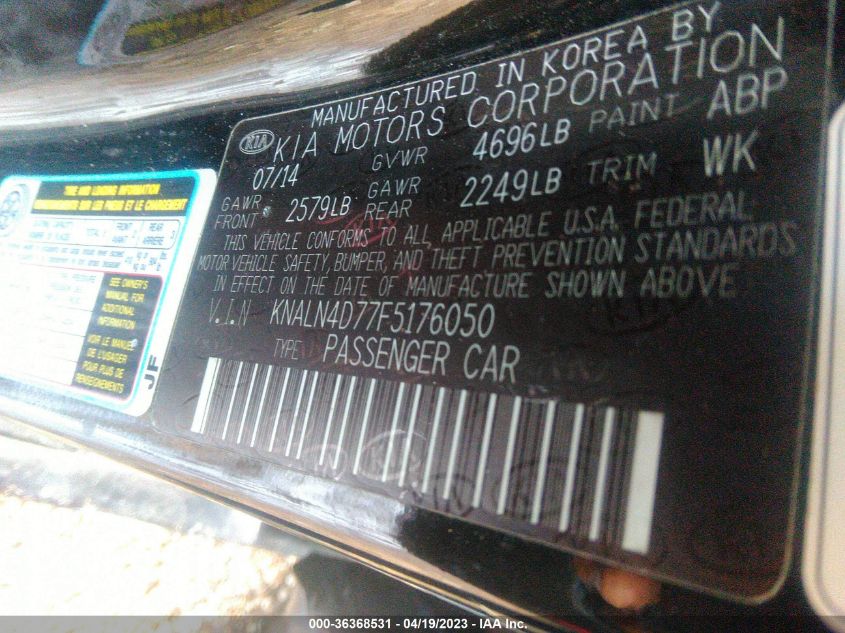 2015 KIA CADENZA PREMIUM KNALN4D77F5176050