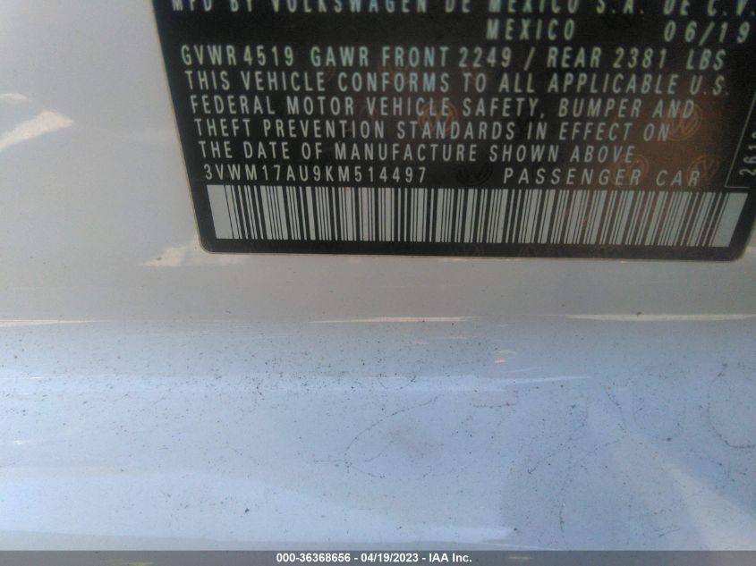 2019 VOLKSWAGEN GOLF ALLTRACK S/SE/SEL 3VWM17AU9KM514497