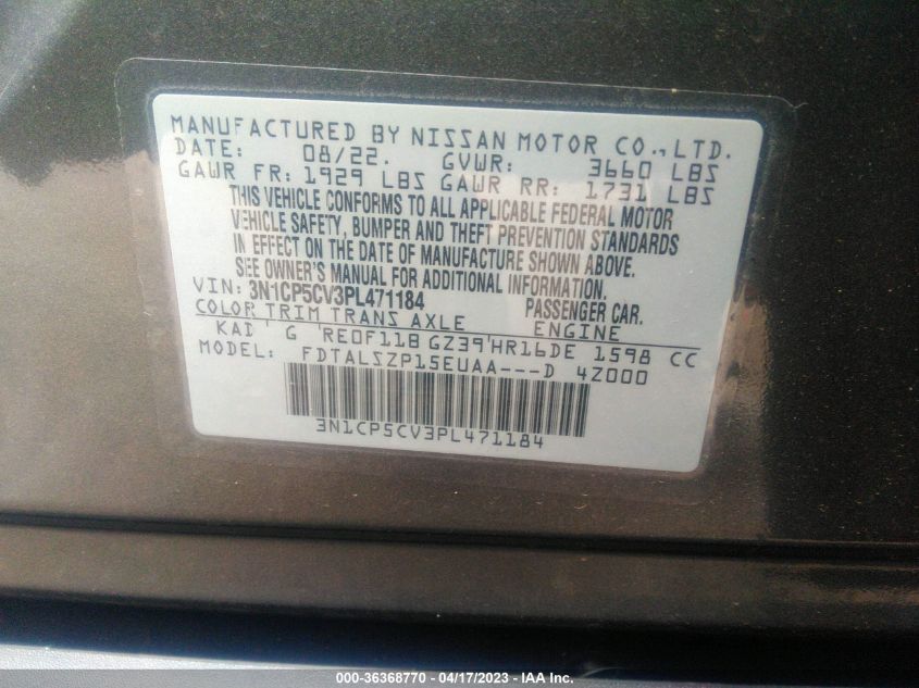 2023 NISSAN KICKS SV - 3N1CP5CV3PL471184