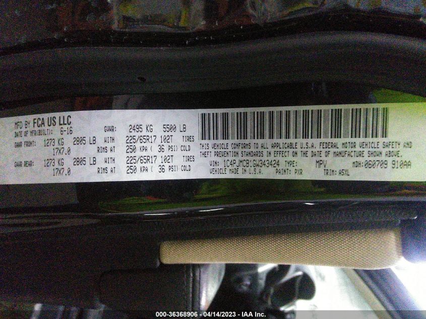 2016 JEEP CHEROKEE LATITUDE - 1C4PJMCB1GW343424