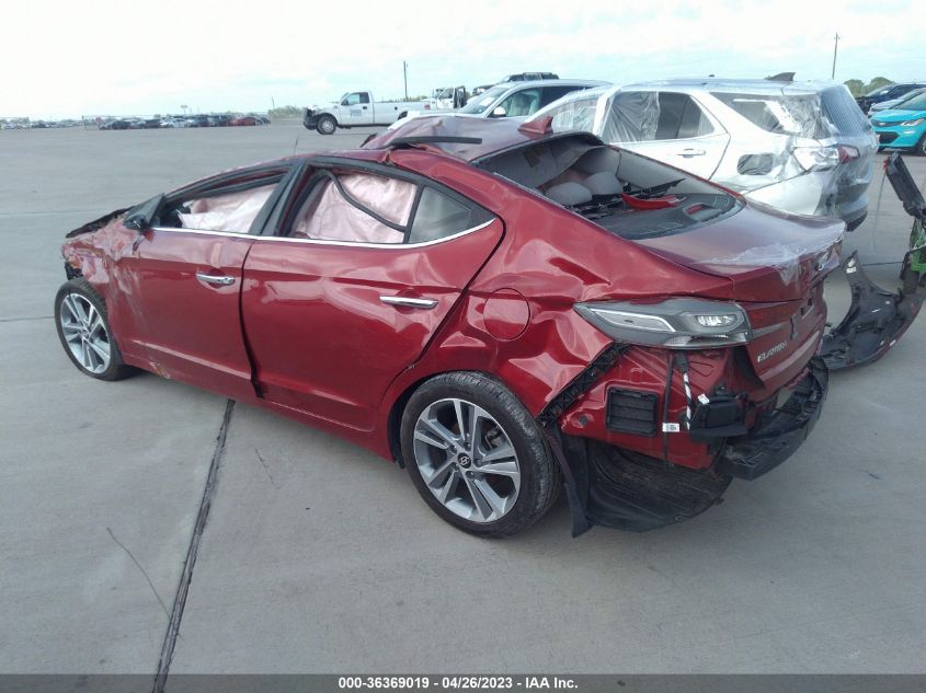 2017 HYUNDAI ELANTRA LIMITED - KMHD84LF2HU358444
