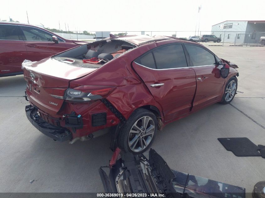 2017 HYUNDAI ELANTRA LIMITED - KMHD84LF2HU358444