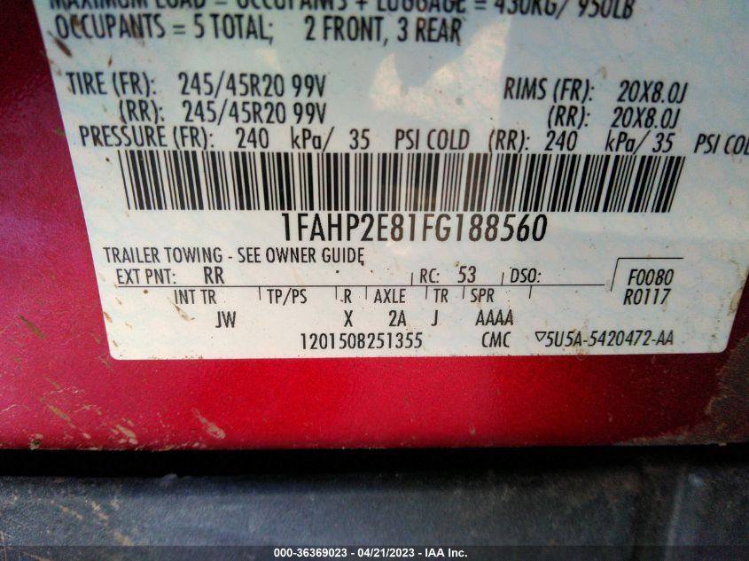 2015 FORD TAURUS SEL - 1FAHP2E81FG188560
