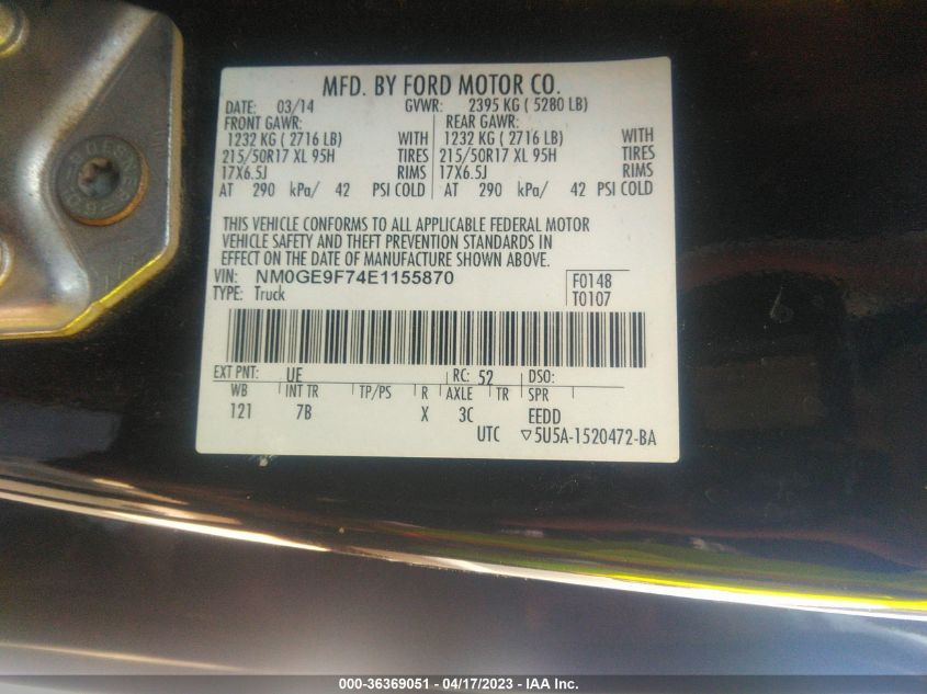 2014 FORD TRANSIT CONNECT WAGON XLT - NM0GE9F74E1155870