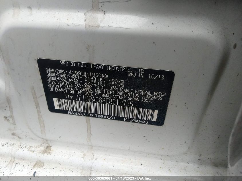 2014 SUBARU IMPREZA WAGON 2.0I PREMIUM - JF1GPAC68E8219755