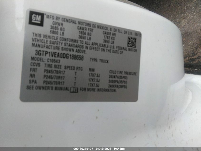 2013 GMC SIERRA 1500 SLE - 3GTP1VEA0DG188658