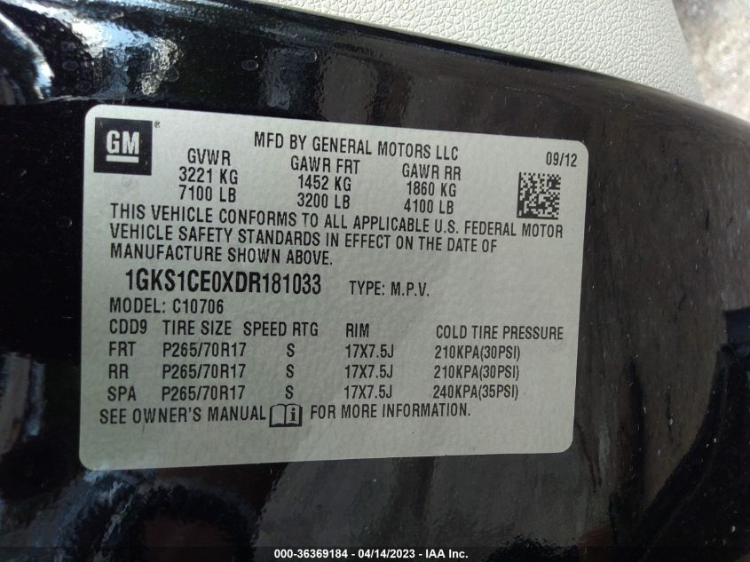 2013 GMC YUKON SLT - 1GKS1CE0XDR181033