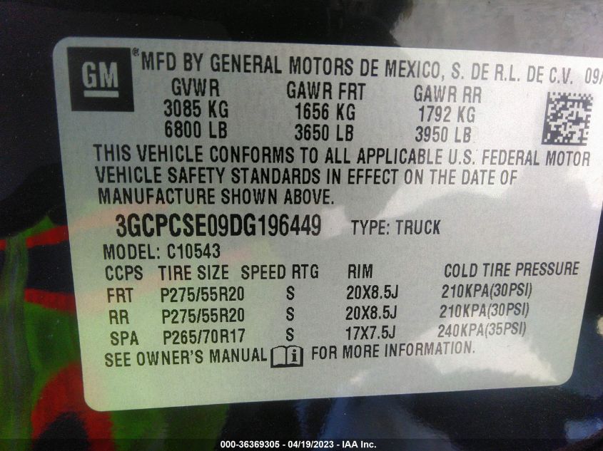 2013 CHEVROLET SILVERADO 1500 LT - 3GCPCSE09DG196449