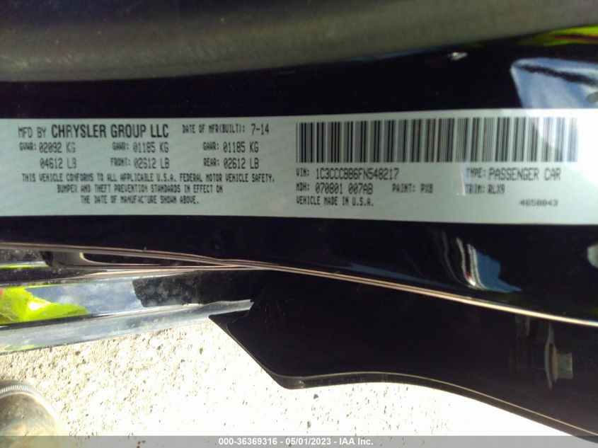 2015 CHRYSLER 200 S - 1C3CCCBB6FN548217