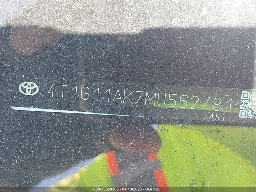 2021 TOYOTA CAMRY SE - 4T1G11AK7MU562781