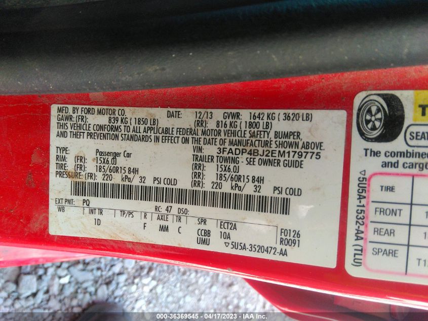 2014 FORD FIESTA SE - 3FADP4BJ2EM179775