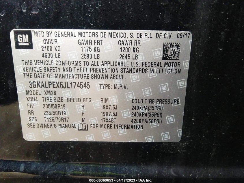 VIN 3GKALPEX6JL174545 2018 GMC TERRAIN SLT