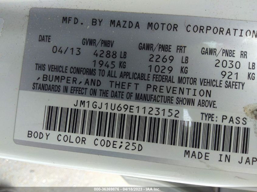 2014 MAZDA MAZDA6 I SPORT - JM1GJ1U69E1123152