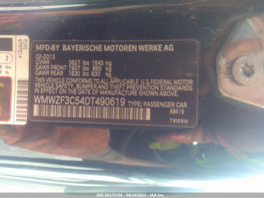 2013 MINI COOPER CLUBMAN WMWZF3C54DT490619