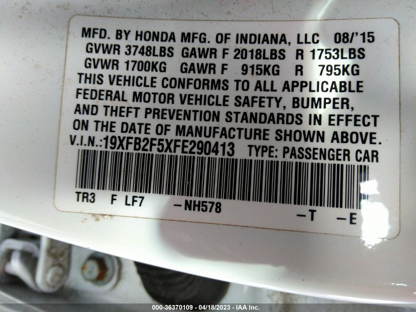 2015 HONDA CIVIC SEDAN LX - 19XFB2F5XFE290413