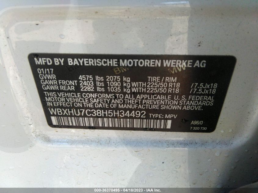 2017 BMW X1 SDRIVE28I - WBXHU7C38H5H34492
