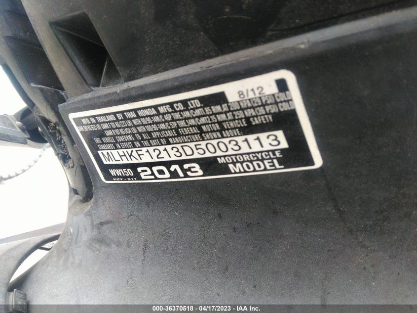 2013 HONDA PCX 150 - MLHKF1213D5003113